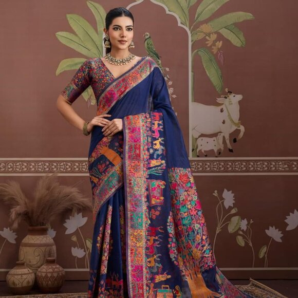 PURE KASHMIRI SAREE - Picture 1 of 7